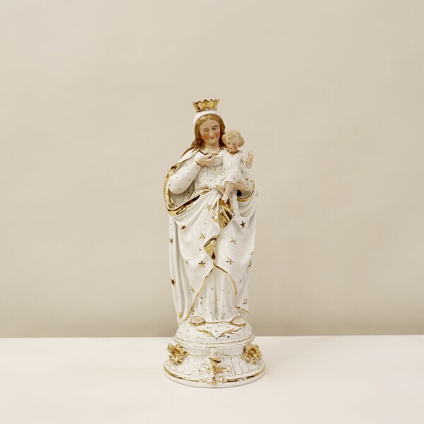 Porcelain Virgin Mary Child Christ - 19th Century