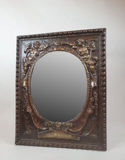 Repousse copper mirror, 19th