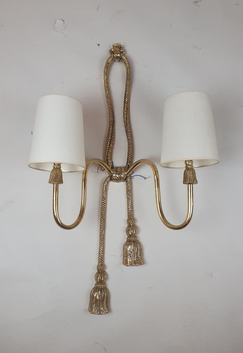 Set of 3 gilded bronze and brass wall lights, circa 1970