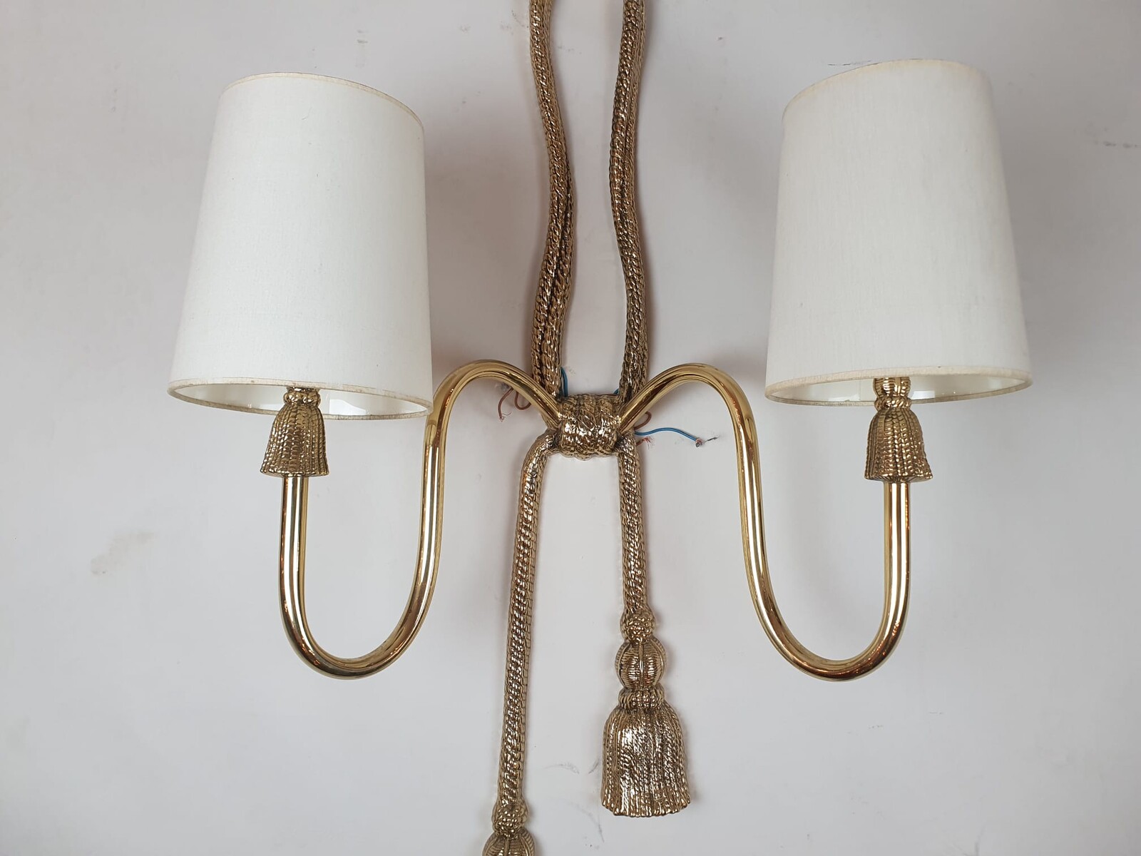 Set of 3 gilded bronze and brass wall lights, circa 1970