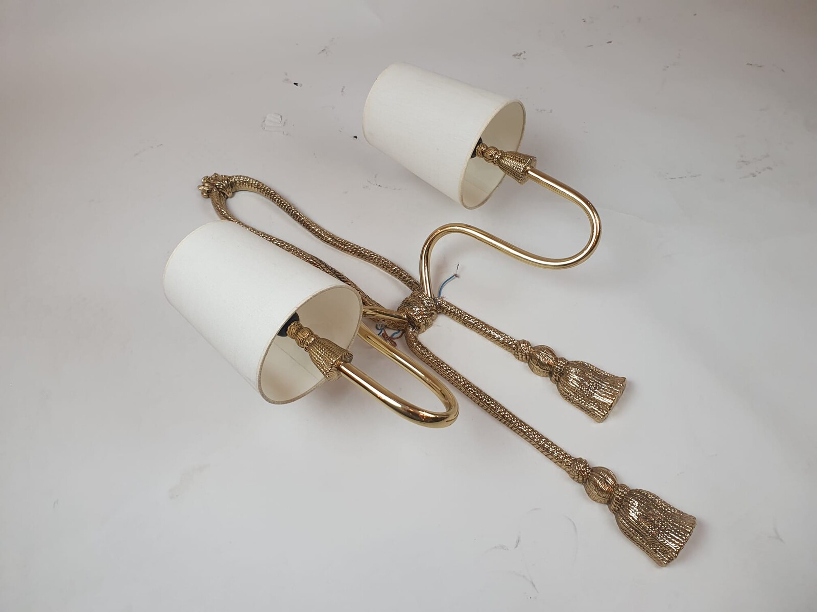 Set of 3 gilded bronze and brass wall lights, circa 1970