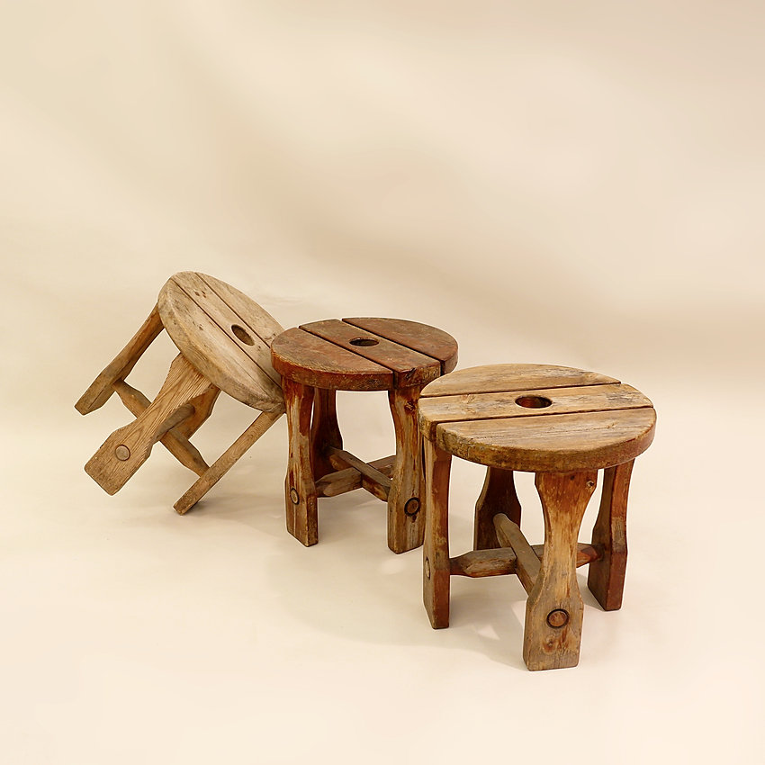 Set of 3 stools, Sweden circa 1940.  