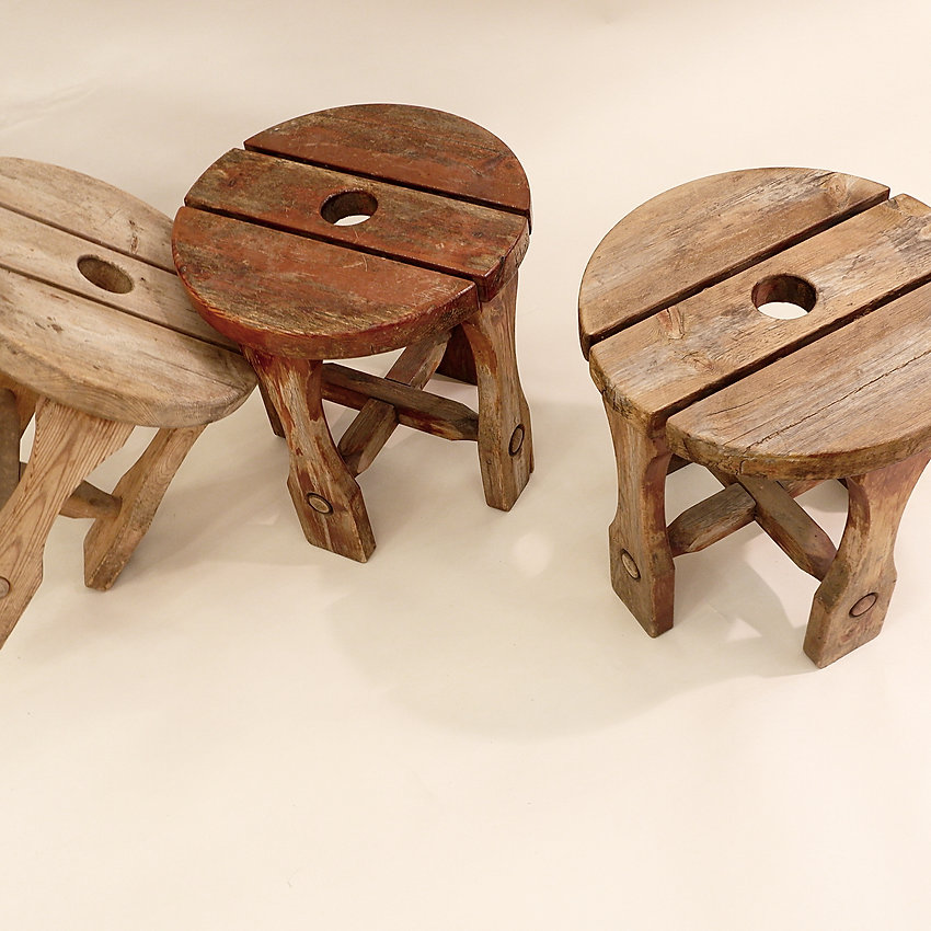 Set of 3 stools, Sweden circa 1940.  