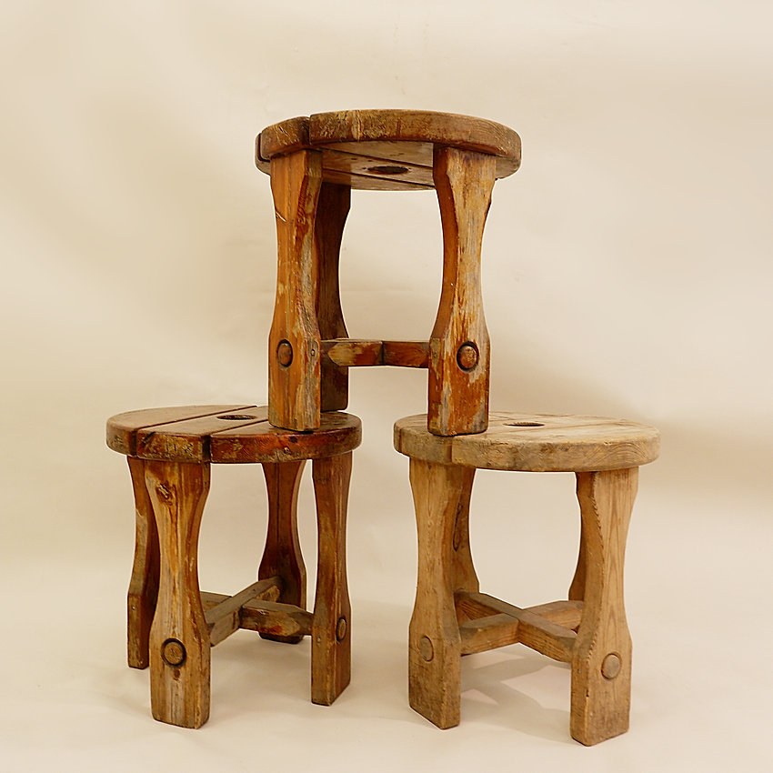 Set of 3 stools, Sweden circa 1940.  