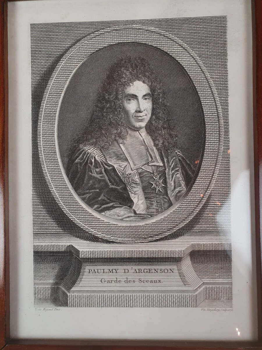 Set of 5 engravings representing historical figures, mahogany frames, 18th century