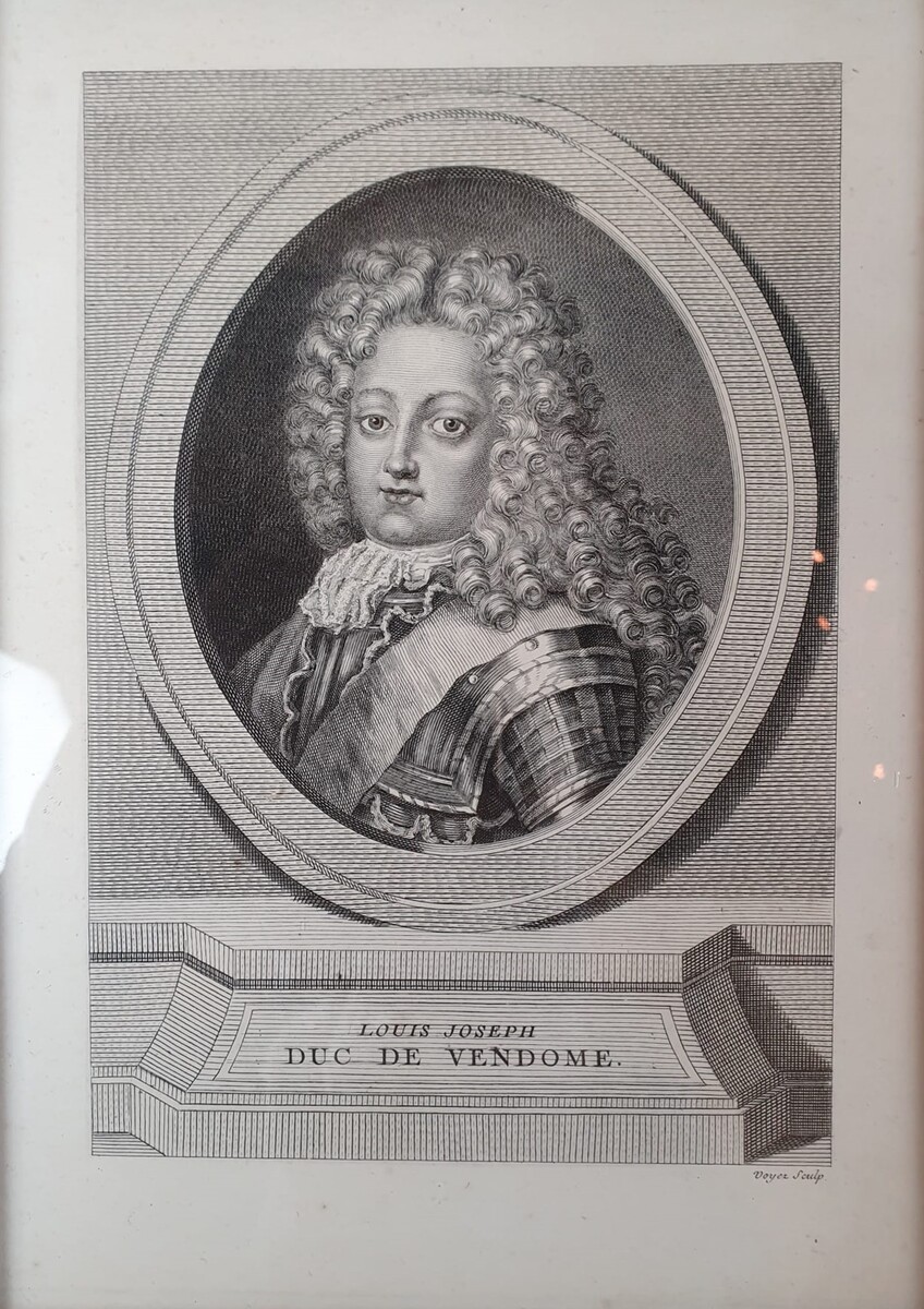 Set of 5 engravings representing historical figures, mahogany frames, 18th century