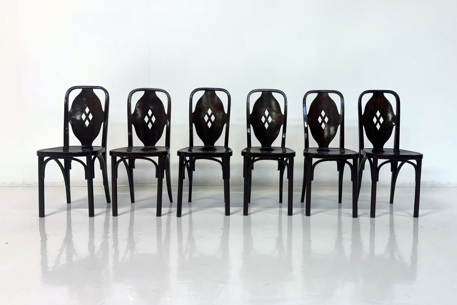 Set of 6 stained wood chairs - Carl Witzmann (1833 - 1952) for J. § J. Khon - Vienna 1908