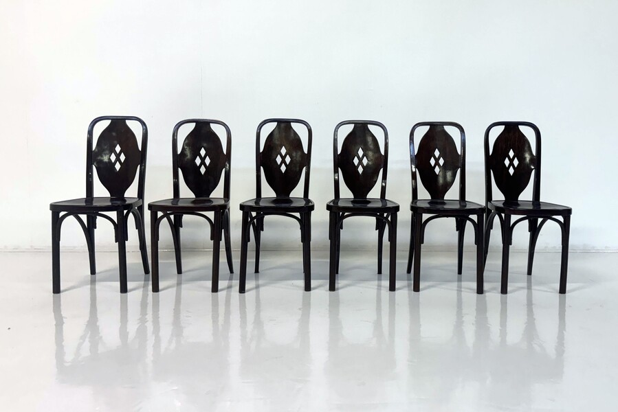 Set of 6 stained wood chairs - Carl Witzmann (1833 - 1952) for J. § J. Khon - Vienna 1908