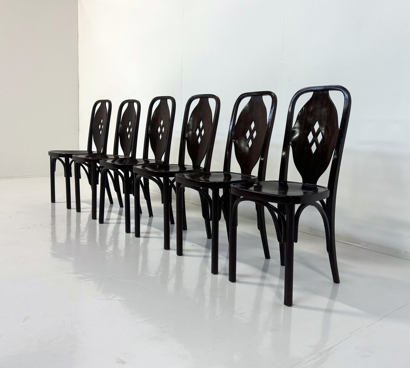 Set of 6 stained wood chairs - Carl Witzmann (1833 - 1952) for J. § J. Khon - Vienna 1908