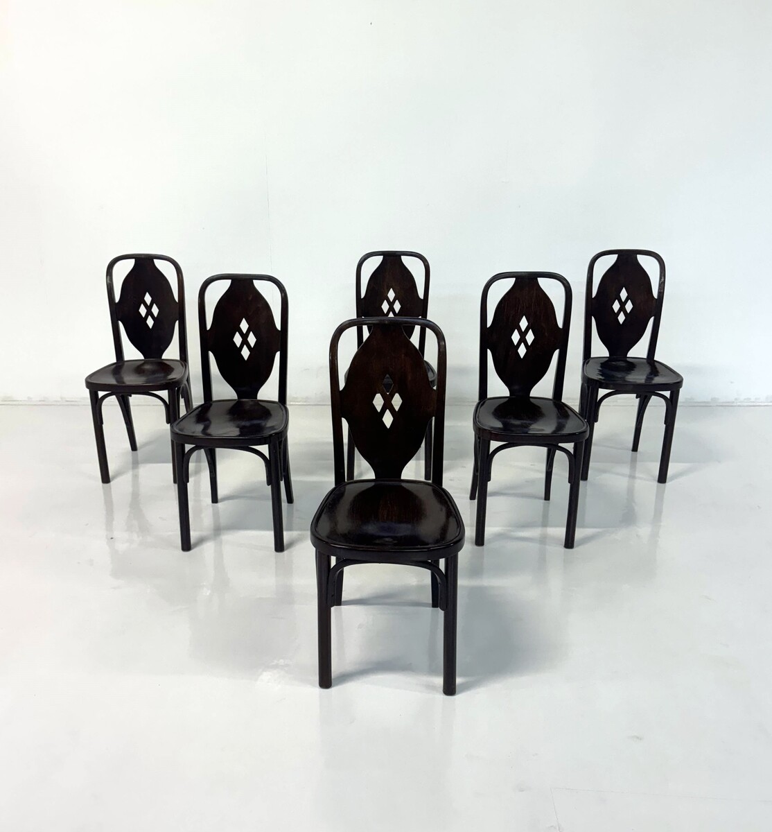 Set of 6 stained wood chairs - Carl Witzmann (1833 - 1952) for J. § J. Khon - Vienna 1908