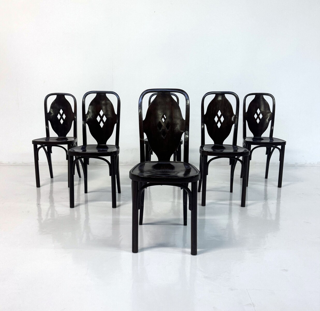 Set of 6 stained wood chairs - Carl Witzmann (1833 - 1952) for J. § J. Khon - Vienna 1908