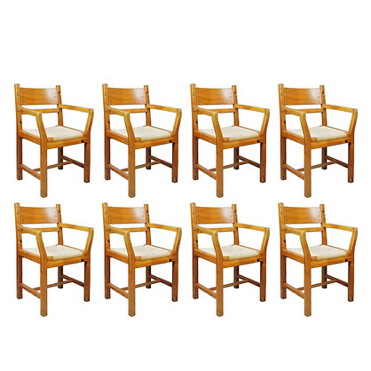 Set of 8 Pine and Rope Chairs - Denmark 1980'