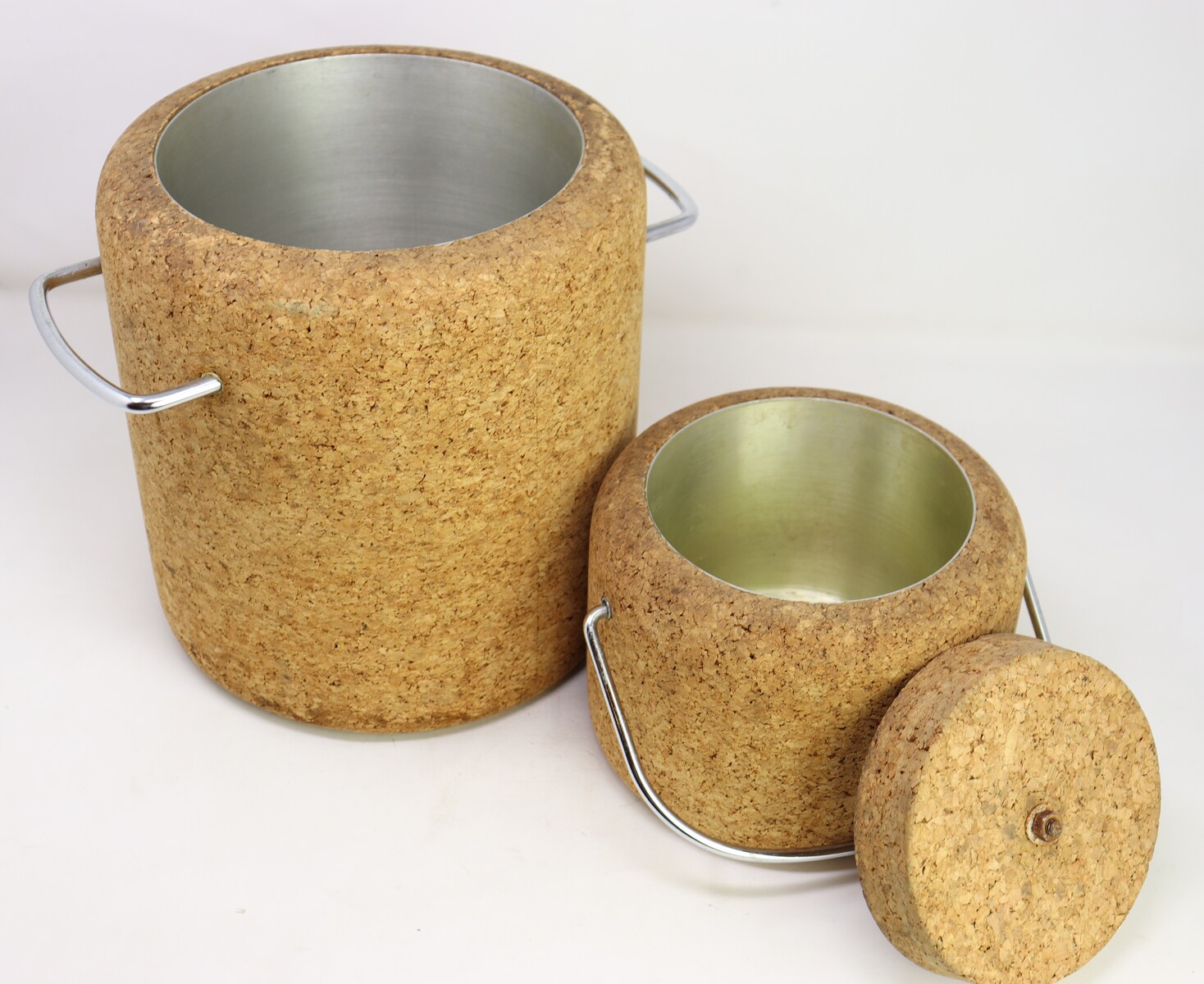 Set of a Cork Cooler and Ice Bucket.