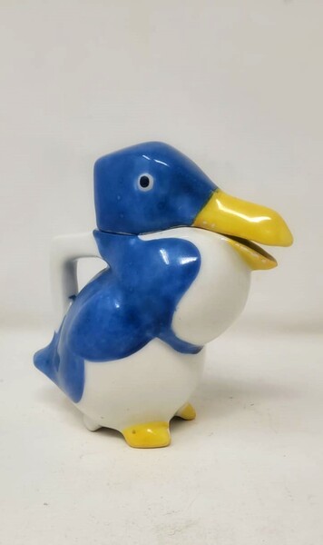 Small Art Deco duck pitcher in Limoges porcelain - Théodor Haviland - signed Edouard Sandoz