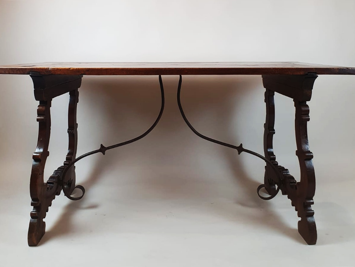 Spanish table is inlaid walnut, 18th