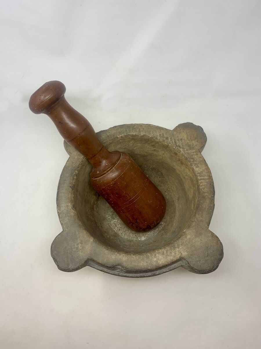 Stone Mortar and Wooden Pestle