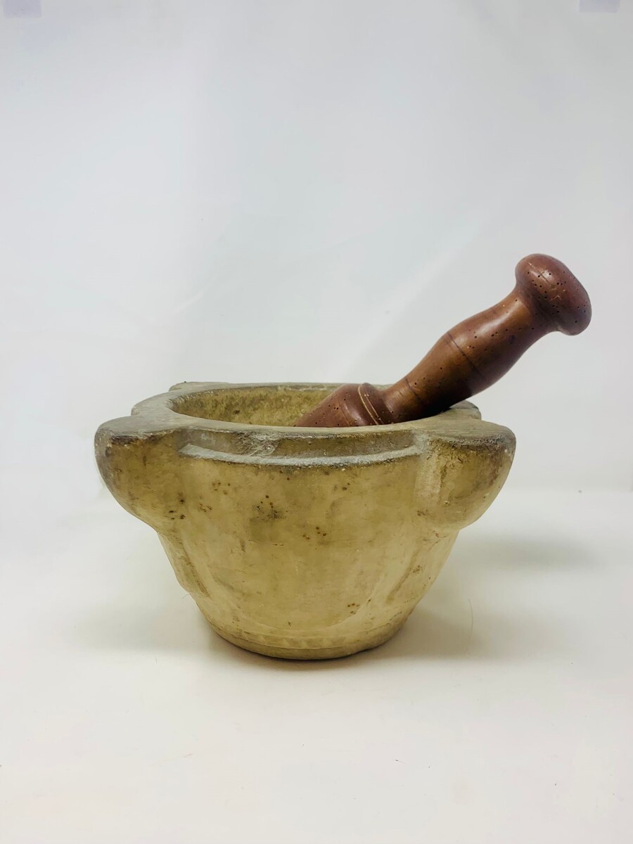 Stone Mortar and Wooden Pestle