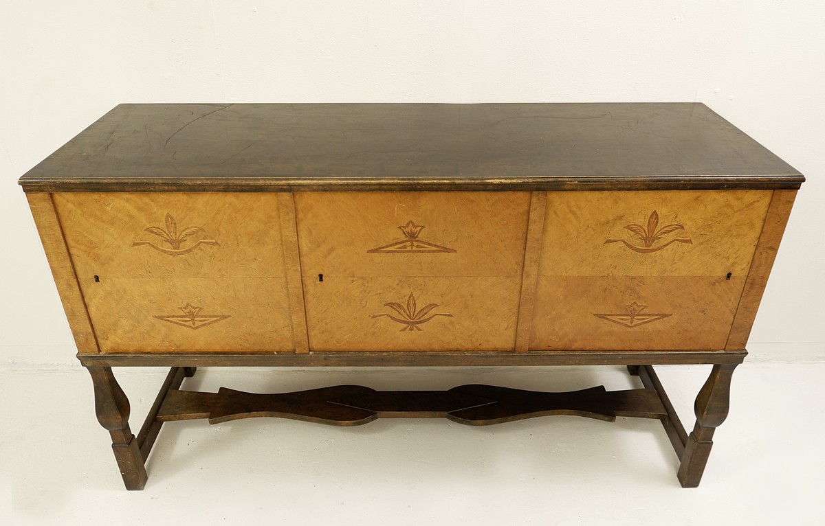 Swedish Birch Art Deco Intarsia Buffet ,Carl Malmsten,Haga model 1930s