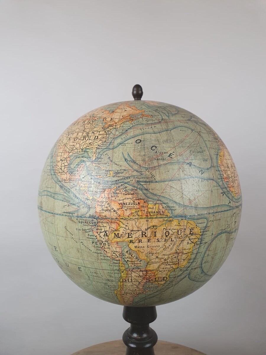 Terrestrial globe, early 20th century, blackened wooden base