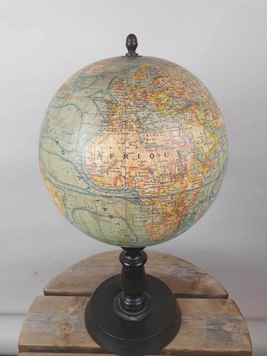 Terrestrial globe, early 20th century, blackened wooden base