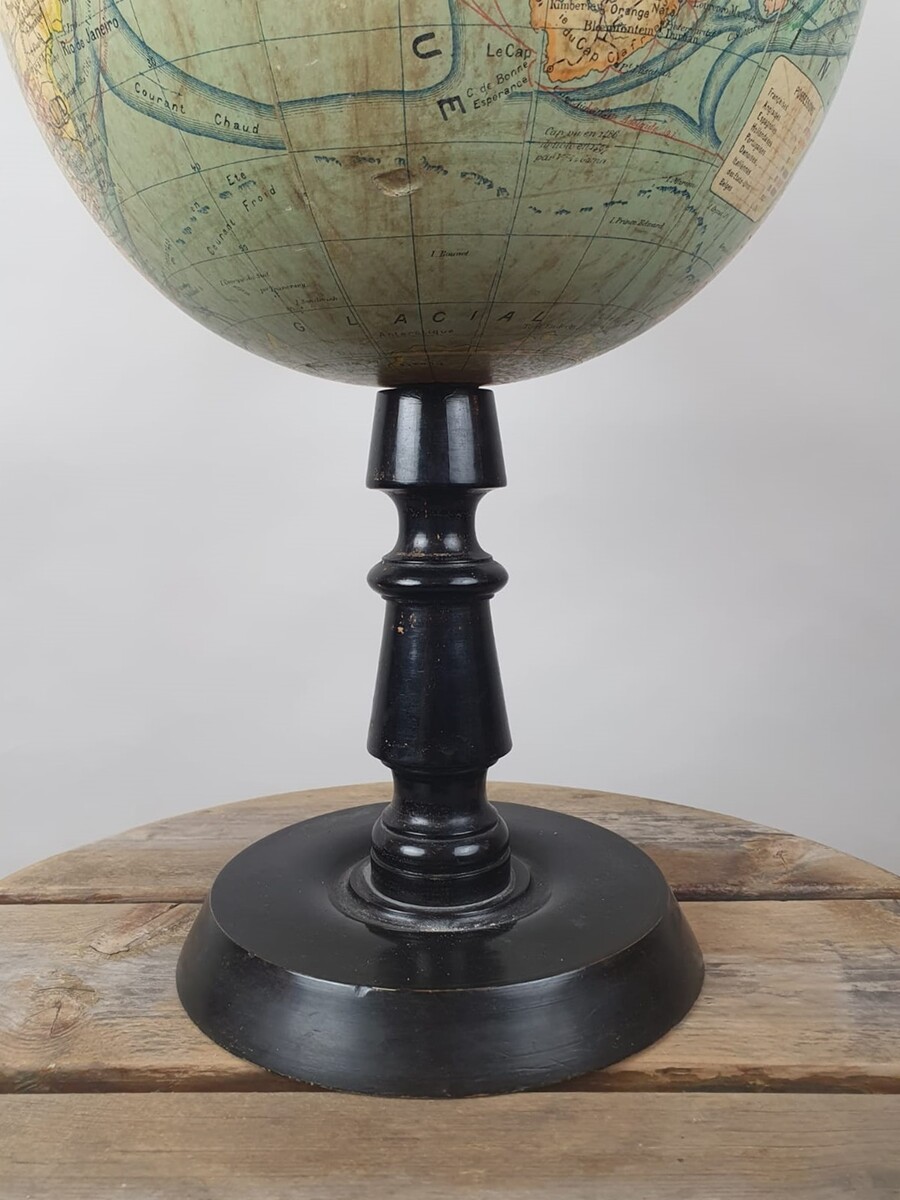 Terrestrial globe, early 20th century, blackened wooden base