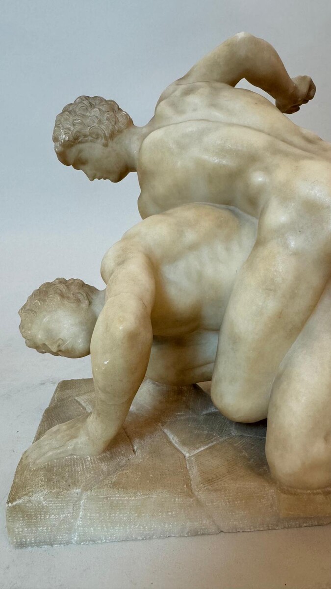 The wrestlers, alabaster sculpture after the antique