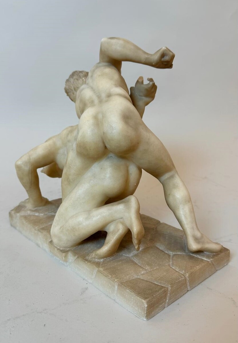 The wrestlers, alabaster sculpture after the antique