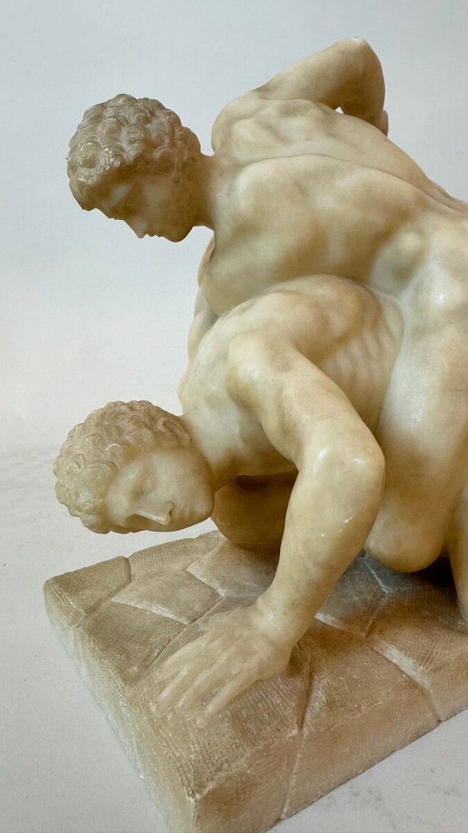 The wrestlers, alabaster sculpture after the antique