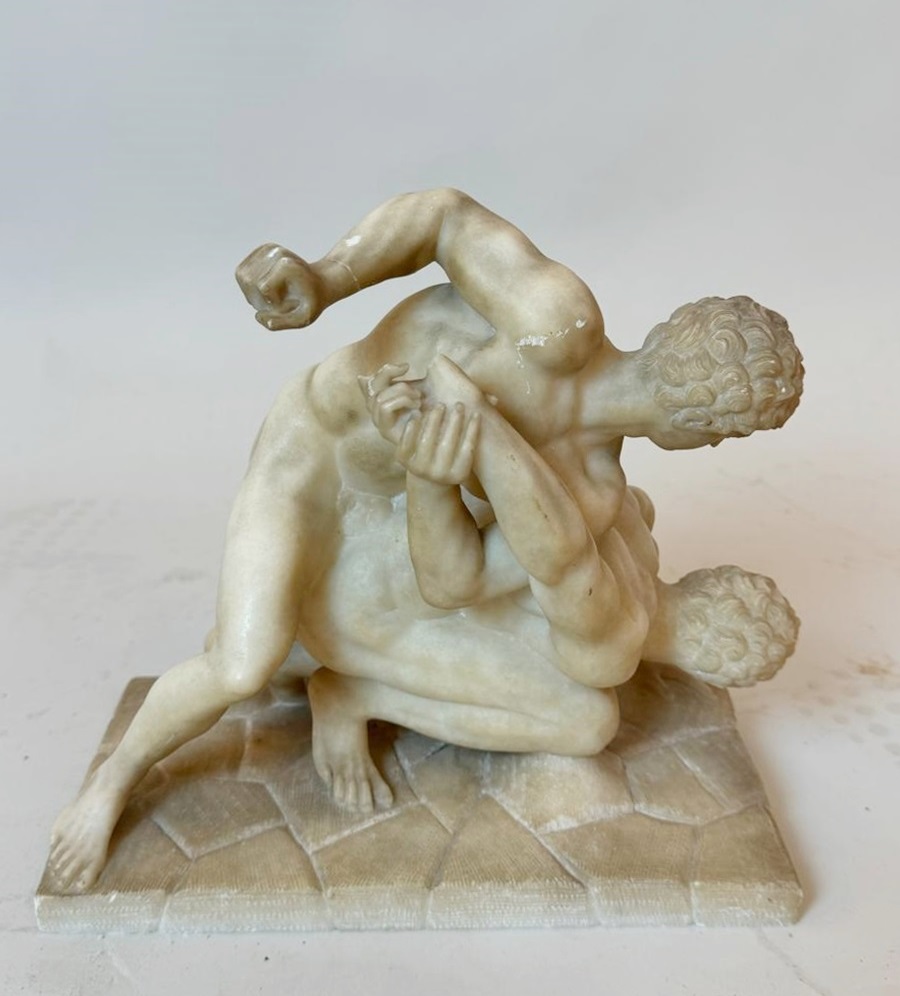 The wrestlers, alabaster sculpture after the antique