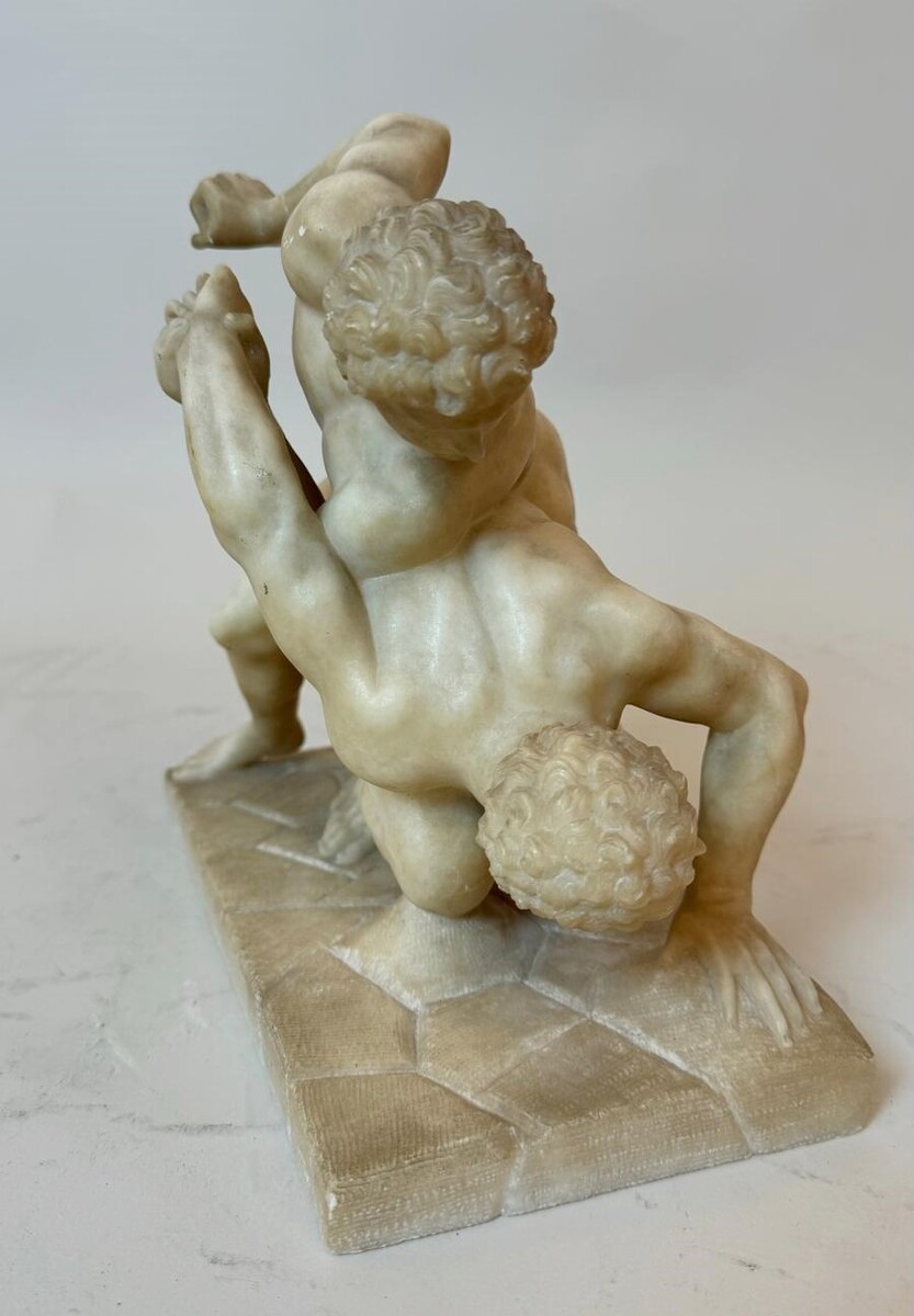 The wrestlers, alabaster sculpture after the antique