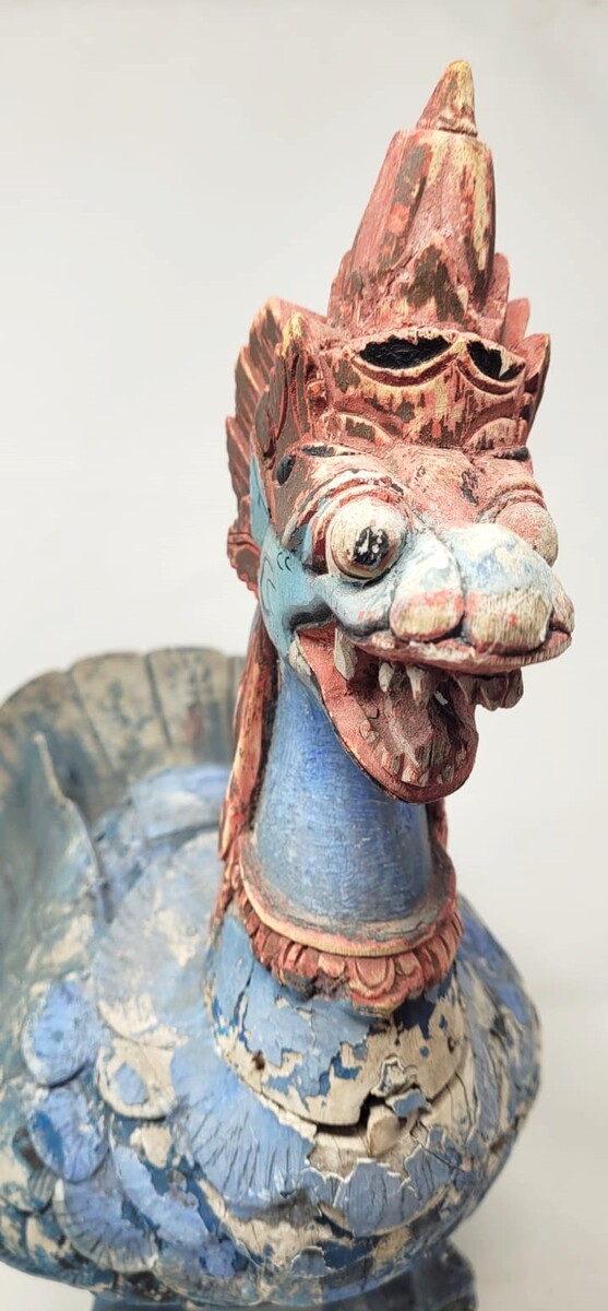 Traditional Balinese dragon in polychrome wood - early 20th century