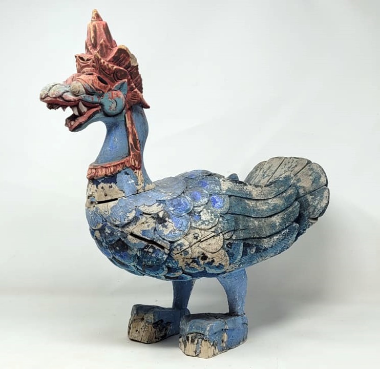 Traditional Balinese dragon in polychrome wood - early 20th century