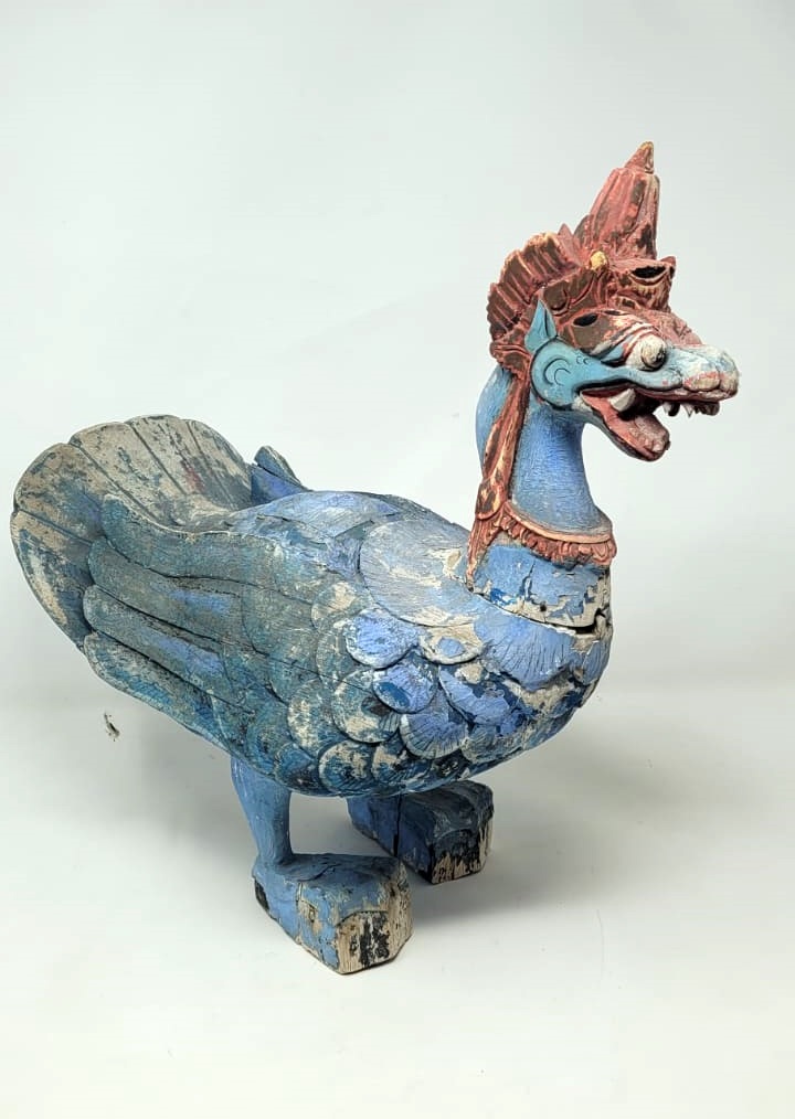 Traditional Balinese dragon in polychrome wood - early 20th century