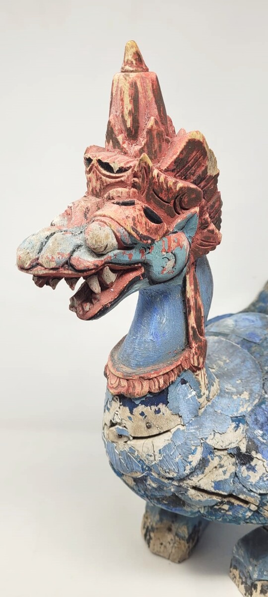 Traditional Balinese dragon in polychrome wood - early 20th century