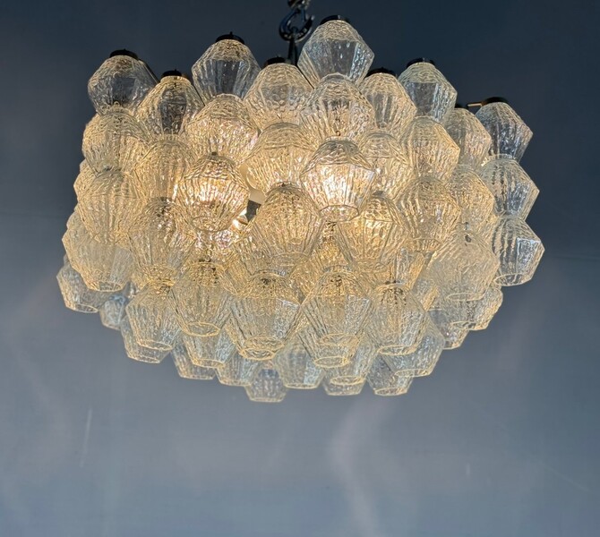 Venetian Chandelier In Colorless Murano Glass Circa 1970