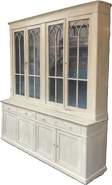 Victorian Bookshelf with light grey patina 