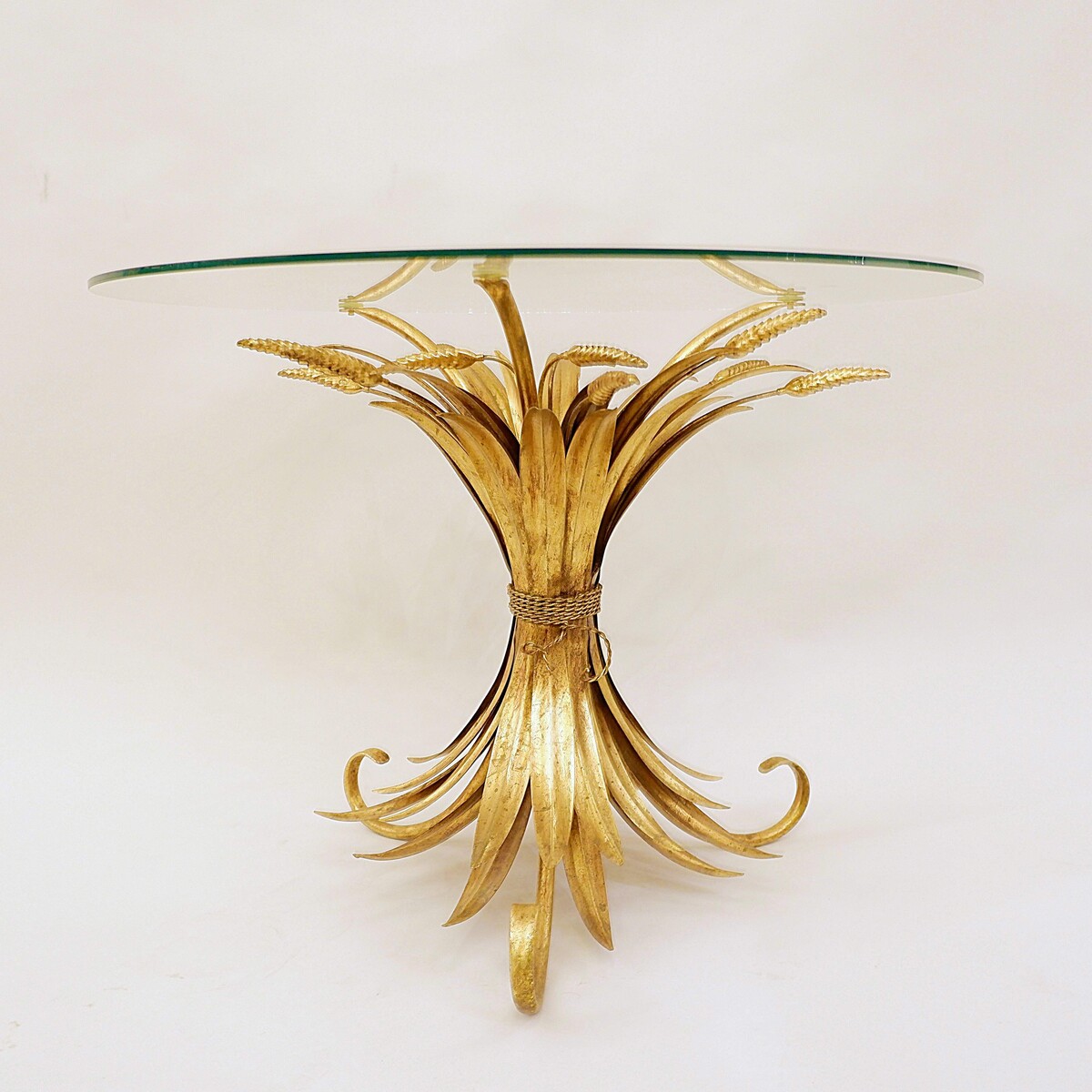 Vintage Gilt Metal Sheaf of Wheat Coffee Table in the style of Coco Chanel, 1960