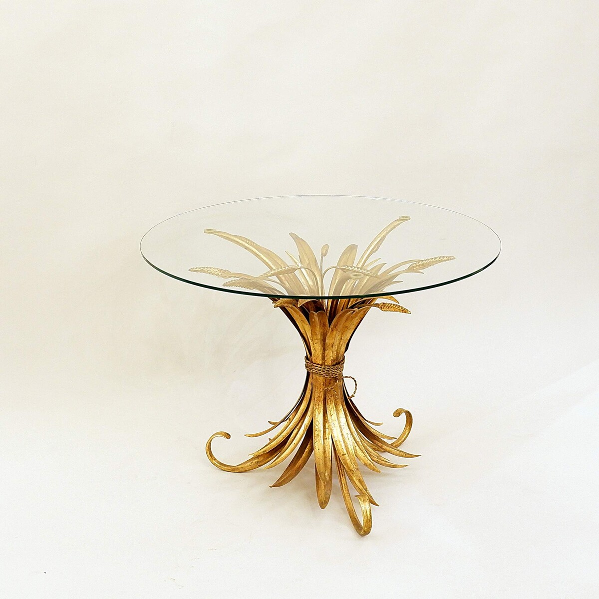 Vintage Gilt Metal Sheaf of Wheat Coffee Table in the style of Coco Chanel, 1960