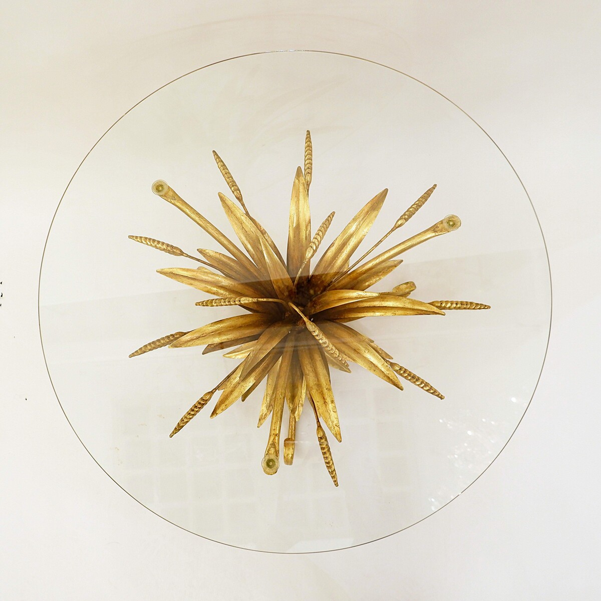 Vintage Gilt Metal Sheaf of Wheat Coffee Table in the style of Coco Chanel, 1960