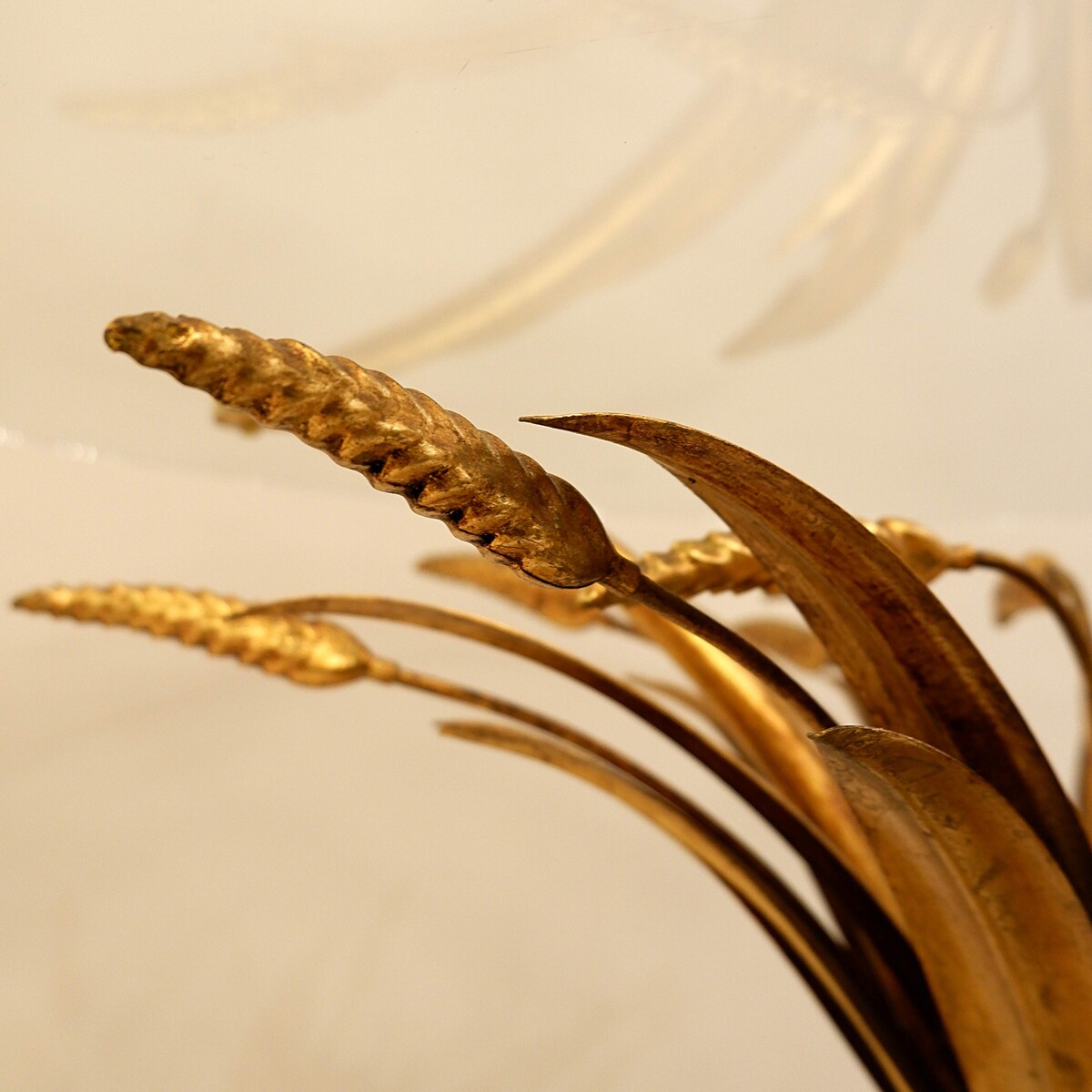 Vintage Gilt Metal Sheaf of Wheat Coffee Table in the style of Coco Chanel, 1960