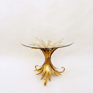 Vintage Gilt Metal Sheaf of Wheat Coffee Table in the style of Coco Chanel, 1960