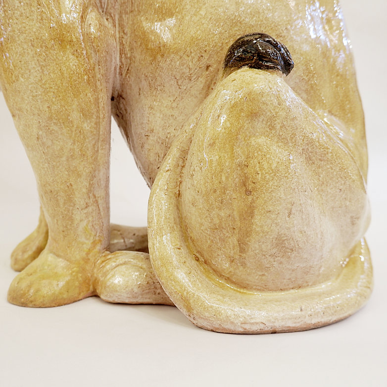 Vintage glazed terracotta lion sculpture, Italy, 1960s