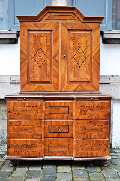 Walnut Marquetry German Cupboard - 18th C. 